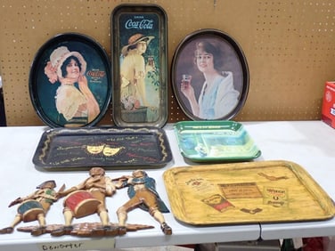 Tray Lot, etc. Including Coca Cola Advertising, John Deere, Jim Beam, Spirit of 76 Minute Men Cast