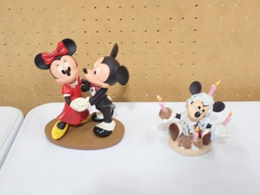 Pair of Walt Disney Mickey / Minnie Mouse Figurines including Mickey's Birthday Party