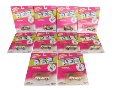 10 Johnny Lightning Pez 50 Year Anniversary Die Cast Trucks and Vans New in Package