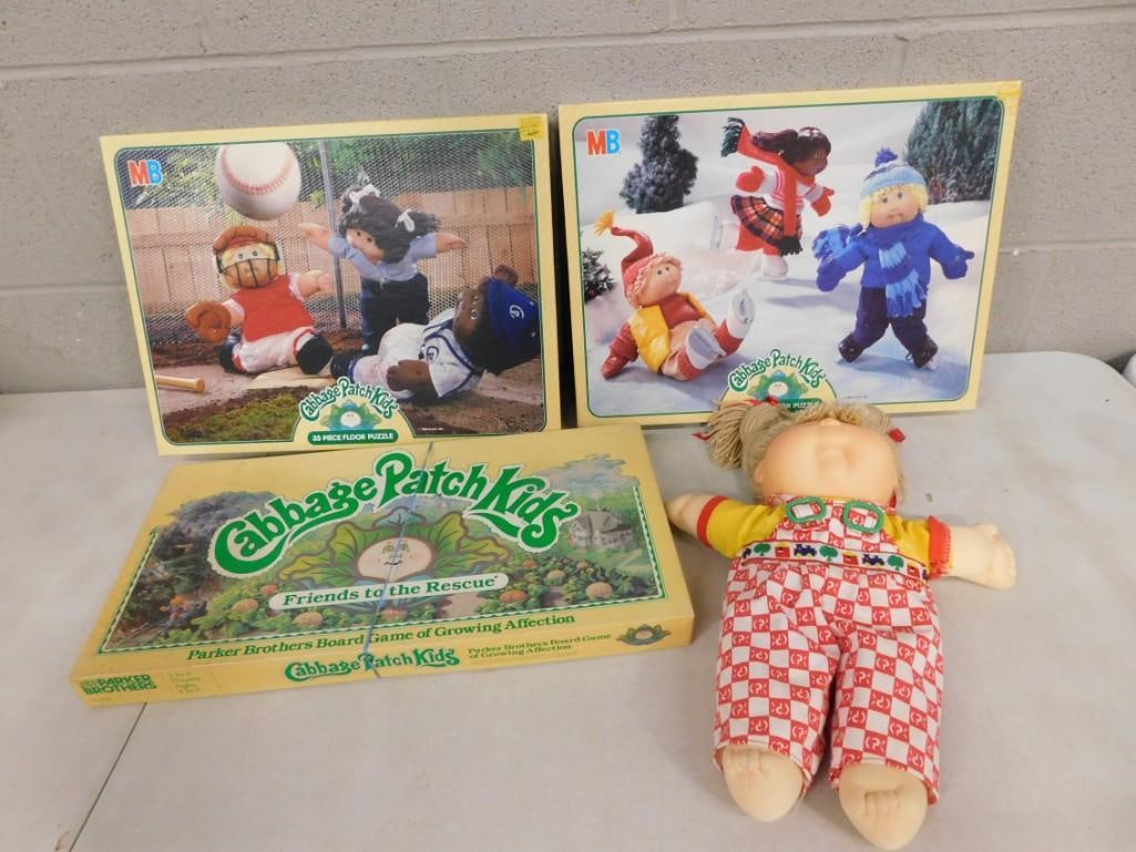 Cabbage Patch Kids Lot including Parker Brothers Game, Floor Puzzles, Doll (1 of 14)
