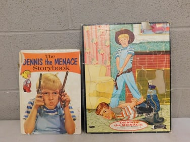 Vintage Dennis the Menace Lot including Storybook and Frame Tray Puzzle