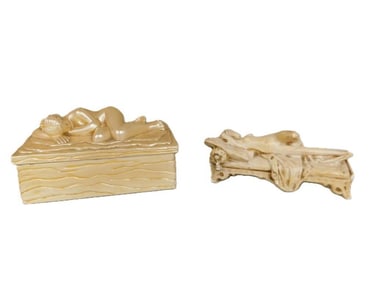 House of David Trinket Box with Lady plus Nude Lady Figurine Laying down