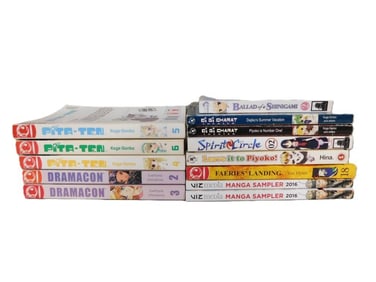 Lot of Japanese Manga / Anime Books including Pita-Ten, Dramacon, Di Gi Charat, Ballad of a Shinigam