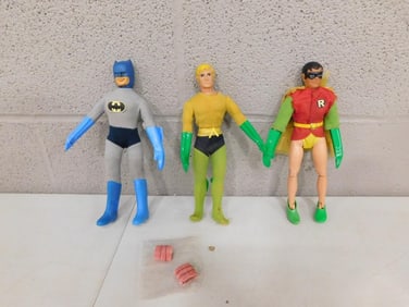 Vintage Mego Action Figures including, Batman, Robin, Aquaman