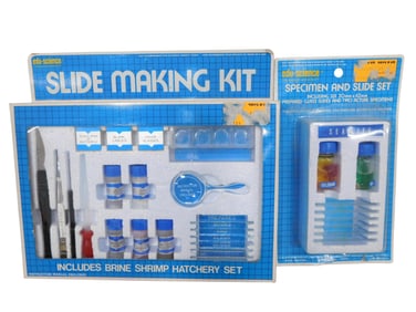 Vintage Edu-Science Slide Making Kit and Specimen and Slide Set New Old Stock