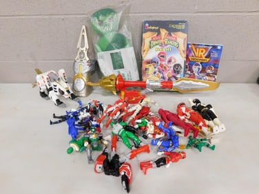 Toy Lot including Mostly Power Rangers Action Figures, accessories, Jolly Green Giant Plush, etc.