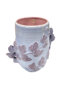 Vintage Red Wing Pottery 1162 Blue and Purple Ivy Design with Pink Interior VaZ