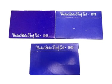 3 US Proof Sets - 1968 1970 and 1971