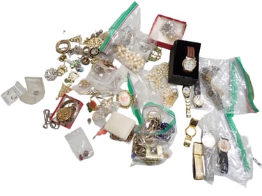 Large Lot of assorted Watches and costume jewelry including Ronald McDonald, Bulova, Potawatomi