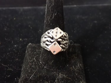 Vintage Lucky Dice Sterling Silver Ring