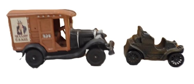 Vintage Cast Iron USPS US Army Truck and Banthrico Inc of Chicago River Forest Bank