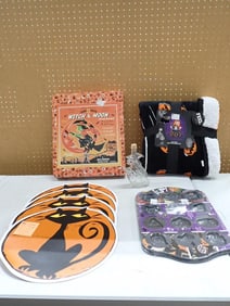 Halloween Lot including Vinyl Placemats, Baking Molds, Wall Plaque, Nightmare Before Christmas