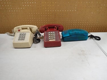 Vintage Telephone Lot including Red and Translucent Blue
