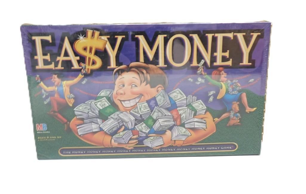 Sealed New in Package Milton Bradley Easy Money Board Game from 1996: Sealed New in Package Milton Bradley Easy Money Board Game from 1996 All pictures are considered part of the description and should be examined carefully by bidders. Live Auctioneers is now offering
