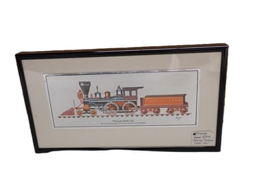 Vintage Framed Etching Train Print - Kern "William Crooks 1861"