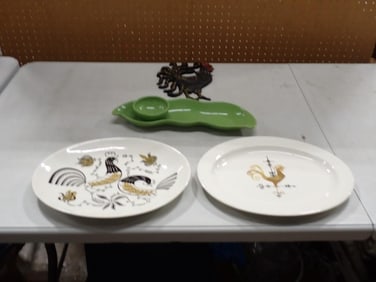 MCM Royal China USA "Good Morning" Platter, Peapod Dish, Edwin Knowles Weathervane Pattern