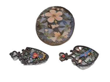 Decorative Kitchen Trivet Lot including Cast Iron