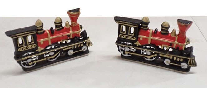 Pair of Vintage Cast Iron Locomotive / Train Door Stops