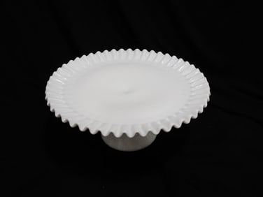 Vintage 1970's Fenton Hobnail Milk Glass Cake Stand / Pedestal