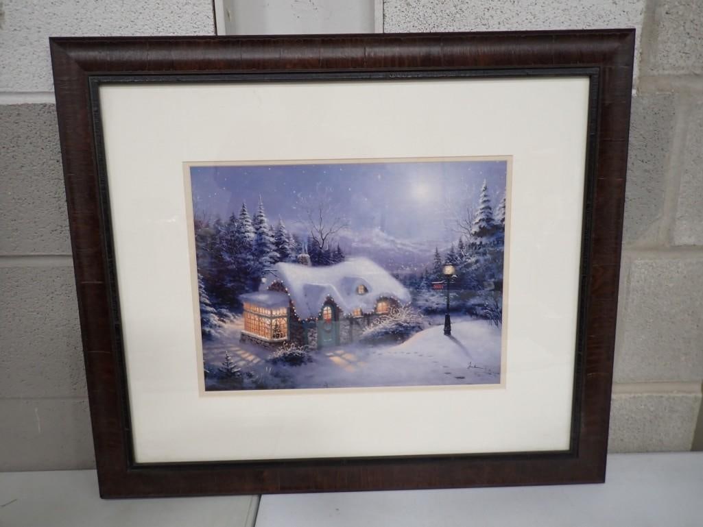 Thomas Kinkade Hand Signed Print Framed and Matted 28"x24" (1 of 7)