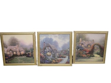 3 Framed Thomas Kinkade Prints Each is 15"x15"