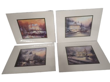 4 Thomas Kinkade Matted Collector's Prints incl Victorian Christmas I, II, III, IV Each is 14"x11"