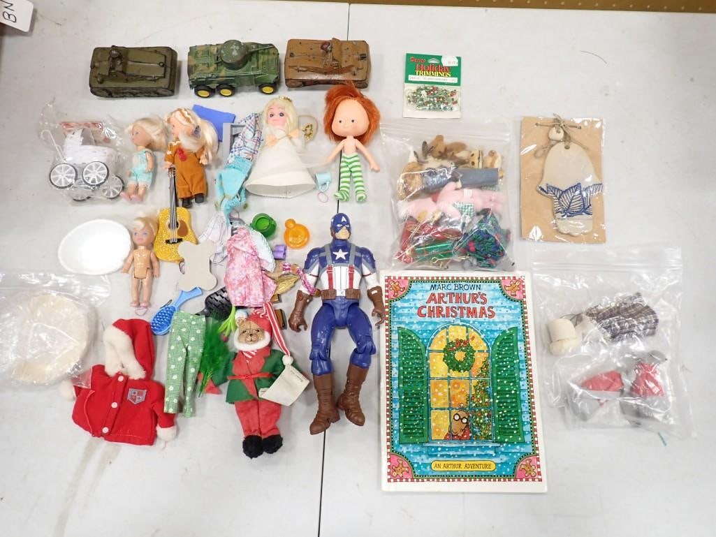 Small Toys, Dolls, etc incl Strawberry Shortcake Doll, Tootsietoy Military Tank, 2 Auburn Rubber Mil (1 of 7)