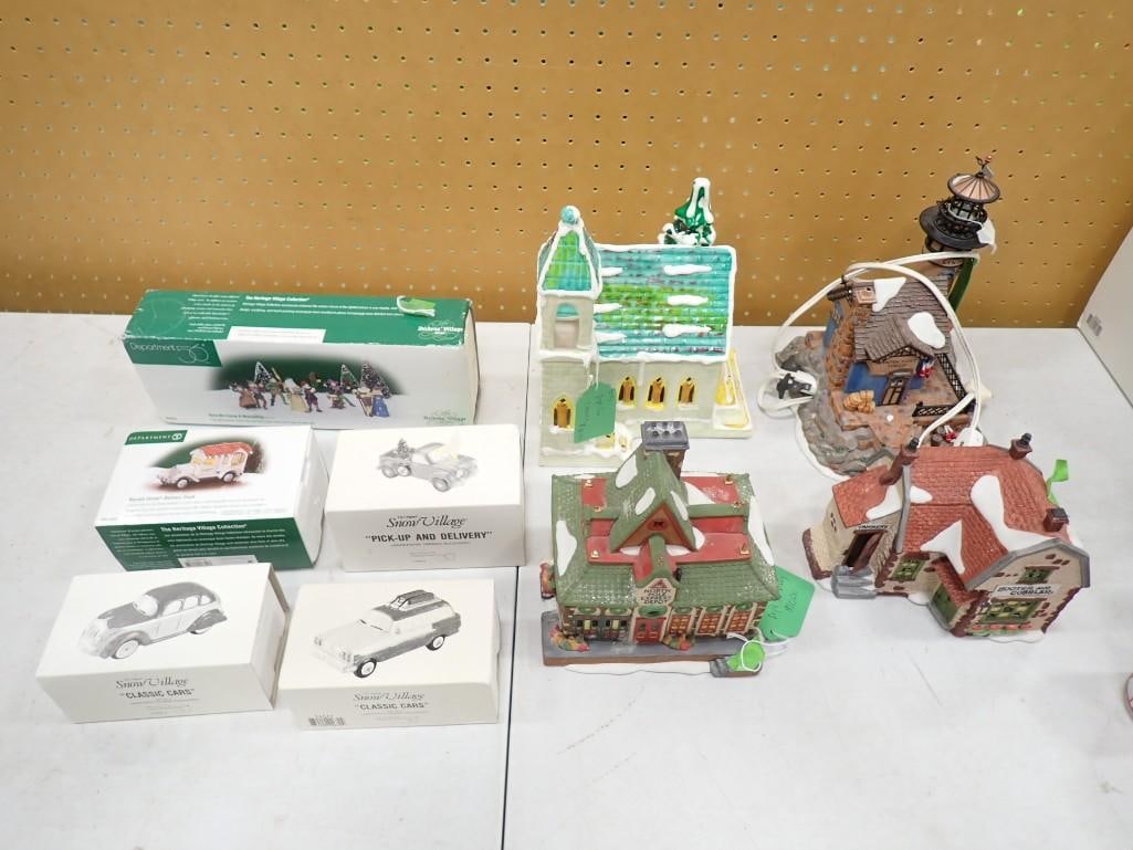 Lot of assorted Department 56 Accessories and buildings - some with boxes including Classic Cars (1 of 7)