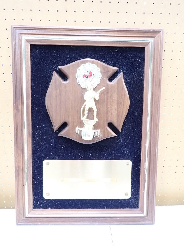 Firefighters Plaque / Award / Trophy - roughly 18x24": Firefighters Plaque / Award / Trophy - roughly 18x24" All pictures are considered part of the description and should be examined carefully by bidders. Live Auctioneers is now offering Live Shippin