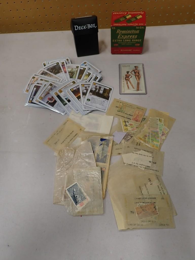 Misc. Lot including Vintage Stamps, Old Remington Box (empty), Game of Thrones Deck Cards, Star Trek (1 of 6)