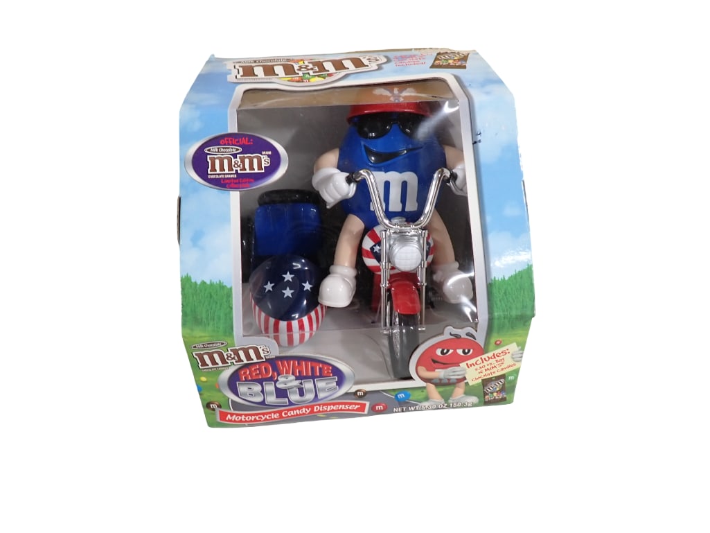 M&Ms Red, White, & Blue Motorcycle Candy Dispenser New in Box (1 of 4)