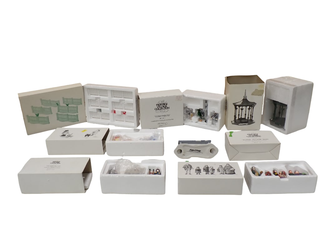 Dept 56 Christmas Village Accessories and People incl Alpine Village Sign, Snow Village Pets: Department 56 Christmas Village Accessories and People incl Alpine Village Sign, Snow Village Pets on Parade, Heritage Village Collection Constables, Heritage Village Collection Town Square Gazebo, Ca