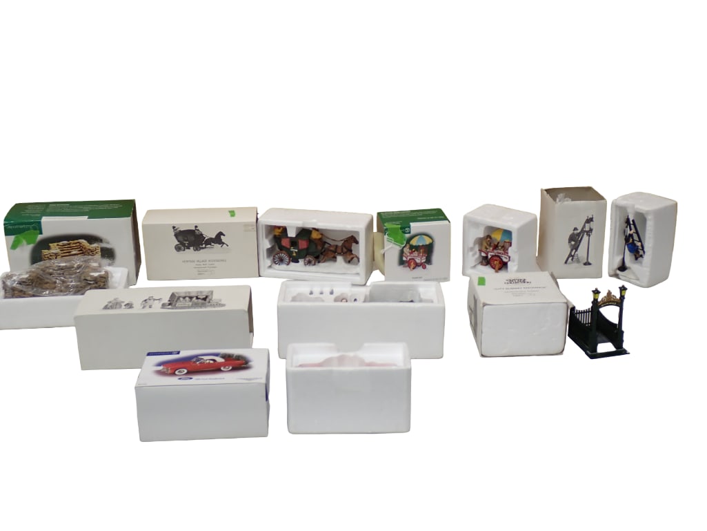 Dept 56 Accessories and People incl Stone Stairway, Heritage Village Horse with Coach, Pretzel Cart, (1 of 16)