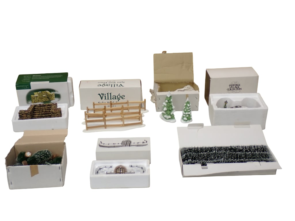 Dept 56 Christmas Village Accessories incl Stone Stairway, Split Rail Fence, Stone Bridge, (1 of 15)