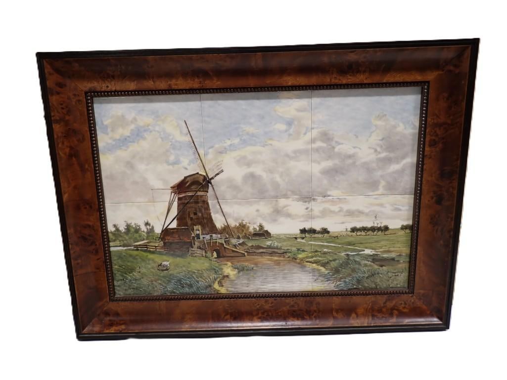 Framed Dutch Windmill Print Made of Tiles (1 of 3)