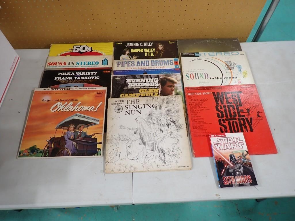 Vinyl Records etc. Including West Side story, Sousa, Oklahoma!, Singing Nun, and a Star Wars Book: Vinyl Records etc. Including West Side story, Sousa, Oklahoma!, Singing Nun, and a Star Wars Book All pictures are considered part of the description and should be examined carefully by bidders. Live 