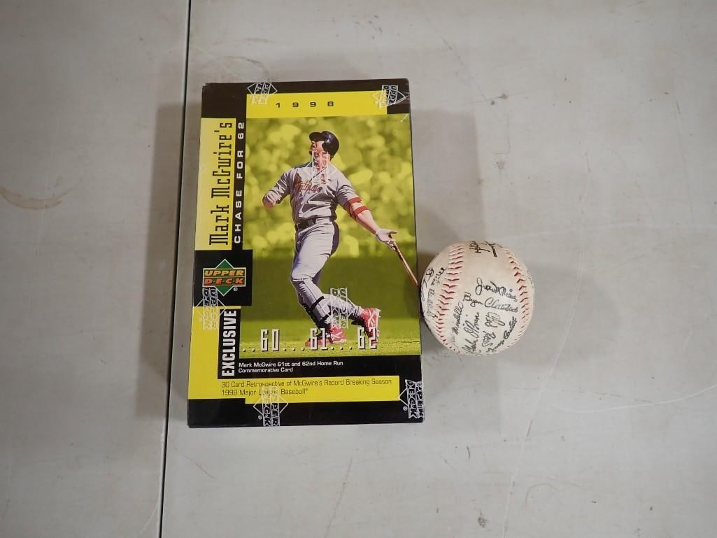 Mark McGwire 1998 Upper Deck Commemorative Set and a Baseball with printed on Signatures (1 of 2)