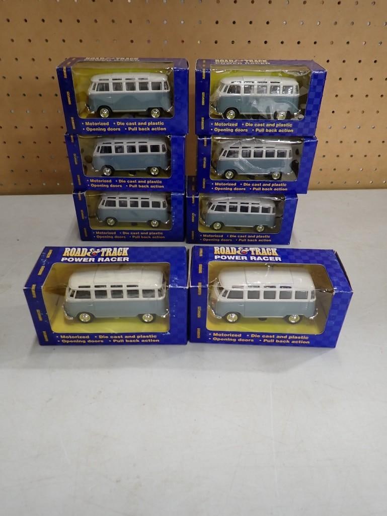 Lot of 8 Road & Track Power Racer Motorized Die Cast Pull Back Action Volkswagen Buses (1 of 4)