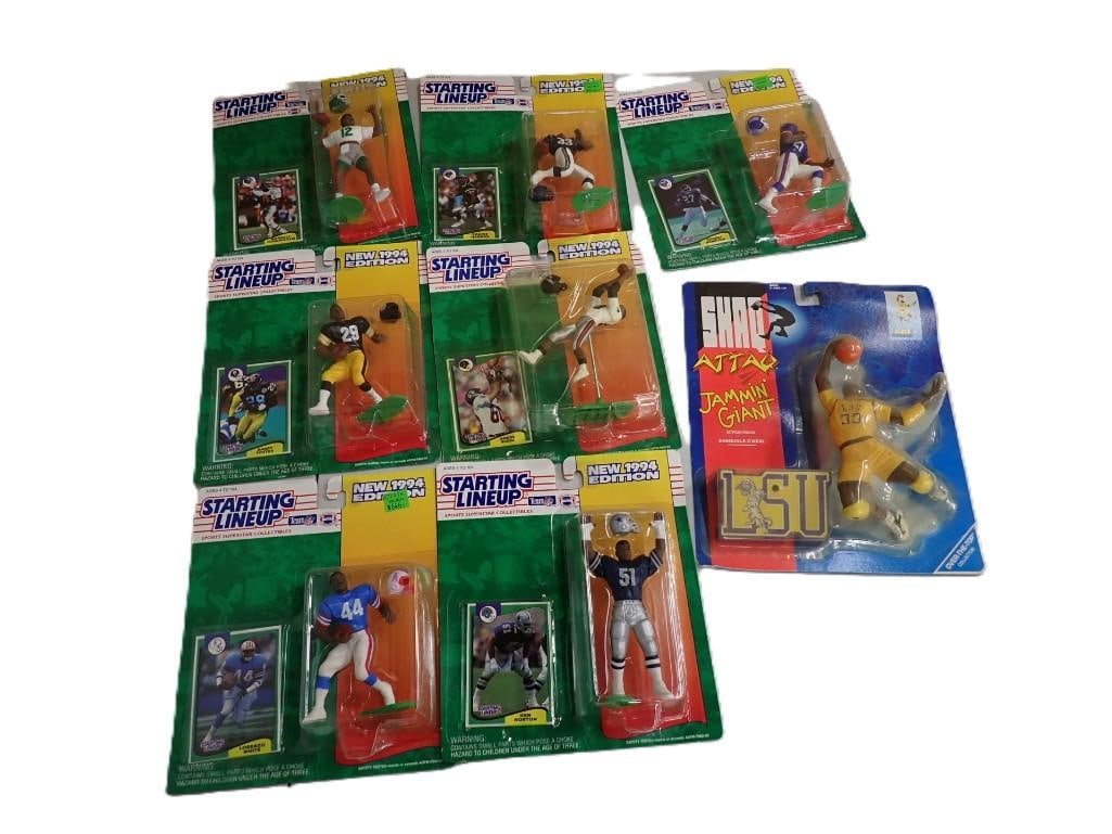 Lot of Starting Lineup New in Package Figurines and a Shaq Attack LSU Jammin' Giant Figurine (1 of 8)