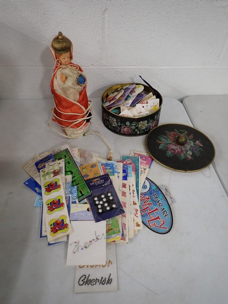 1950s Jesus Infant of Prague Lamp or Night Light by Nan-San Co and Large Asst Vintage Stickers incl: 1950s Jesus Infant of Prague Lamp or Night Light by Nan-San Co Rockland, Mass, and Large Asst Vintage Stickers incl Disney, Sandy Lion, Sesame Street, etc All pictures are considered part of the descr