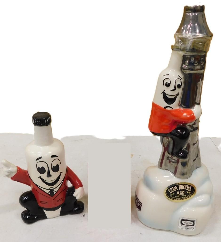 Vintage Ezra Brooks Foremost Liquor Advertising Ceramic Piggy Bank and Whiskey Decanter: Vintage Ezra Brooks Foremost Liquor Advertising Ceramic Piggy Bank and Whiskey Decanter All pictures are considered part of the description and should be examined carefully by bidders. Live Auctioneer