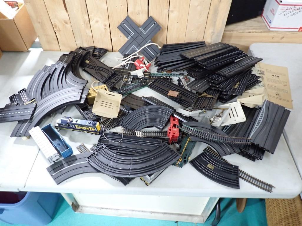 Large Lot full of Slot Car Track, plus some HO Scale Train Track, Trains and other Accessories (1 of 13)