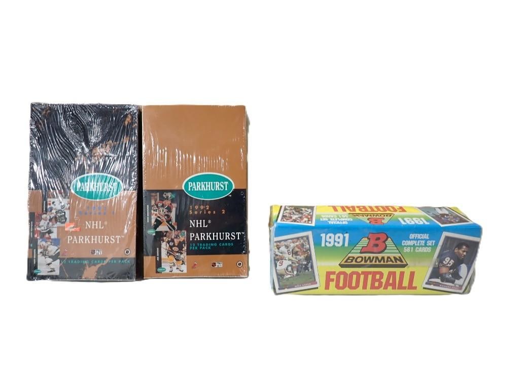 Sealed 1991 Bowman Football Card Set and Two Parkurst NHL Hockey Cards Series 1 and Series 2 (1 of 7)