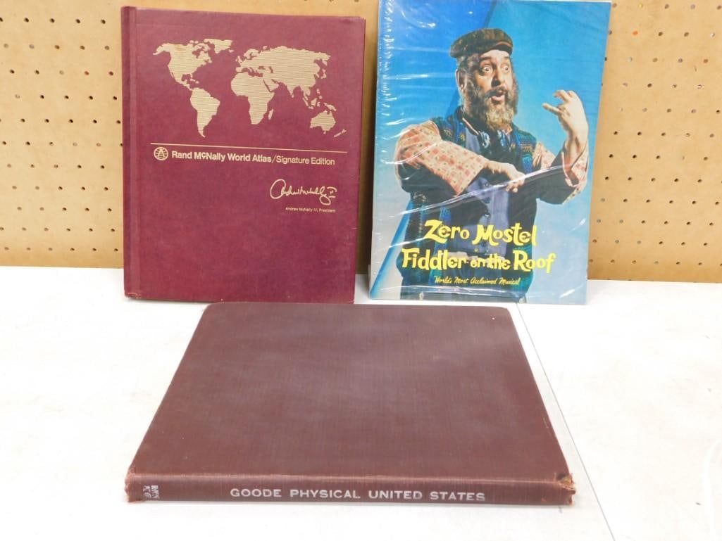 Vintage Rand McNally World Atlas, Zero Mostel Fiddler On the Roof Print, Goode Physical United State (1 of 9)