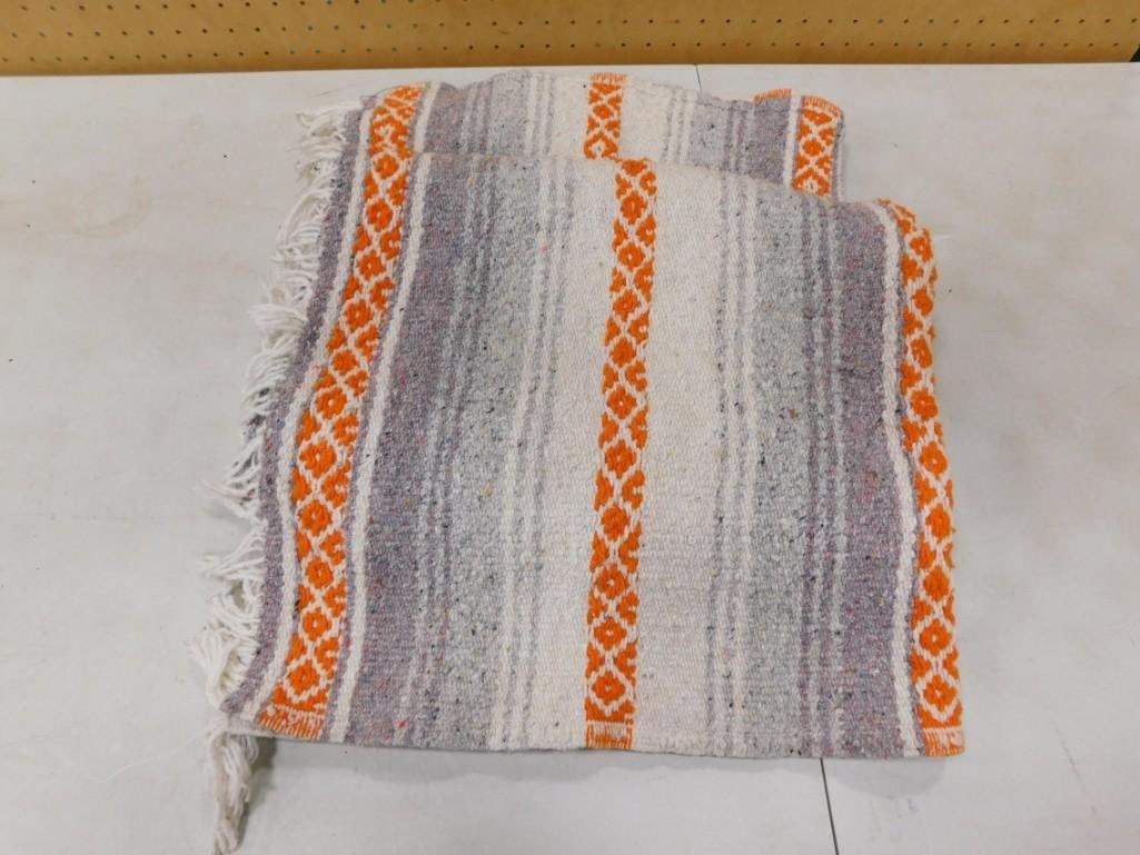 Nice Grey and Orange Wool Blanket: Nice Gray and Orange Wool Blanket All pictures are considered part of the description and should be examined carefully by bidders. Live Auctioneers is now offering Live Shipping through them. Th