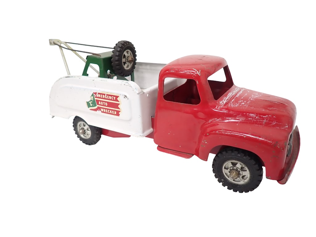 Vintage Buddy L Pressed Steel Tow Truck Toy Wrecker