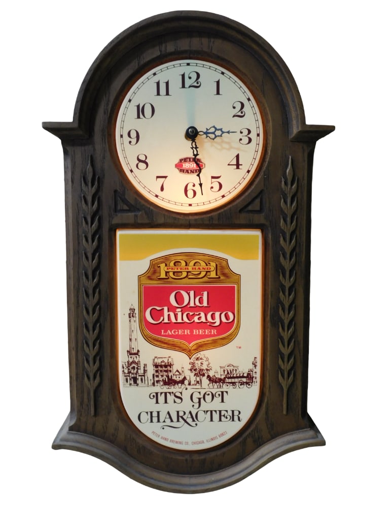 Vintage Peter Hand Old Chicago Lager Beer Wall Clock Bar Advertising (1 of 7)