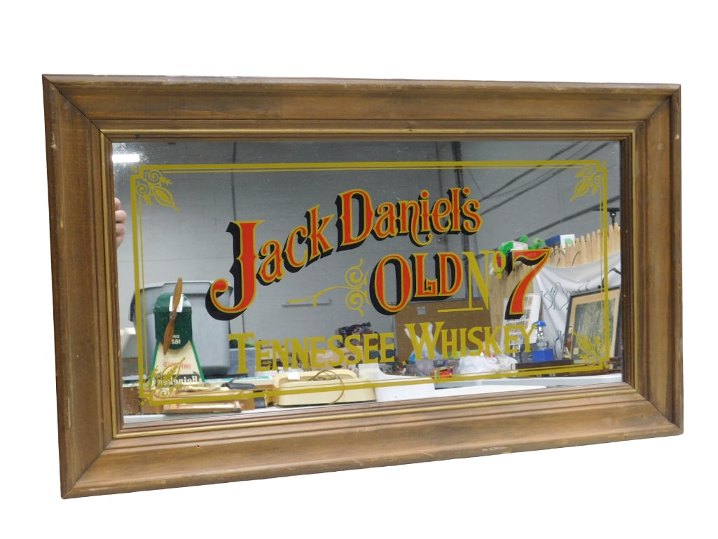 Jack Daniel's Old No 7 Tennessee Whiskey Framed Bar Mirror Sign (1 of 5)