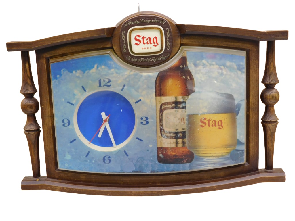 Vintage Stag Beer Lighted Bar Sign Clock Works (1 of 14)