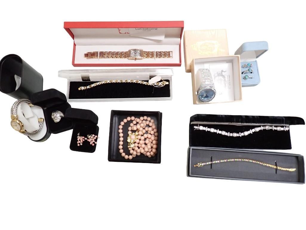 Two Sterling Silver Bracelets and some Nice Costume Jewelry including Liz Claiborne, Rings, etc.